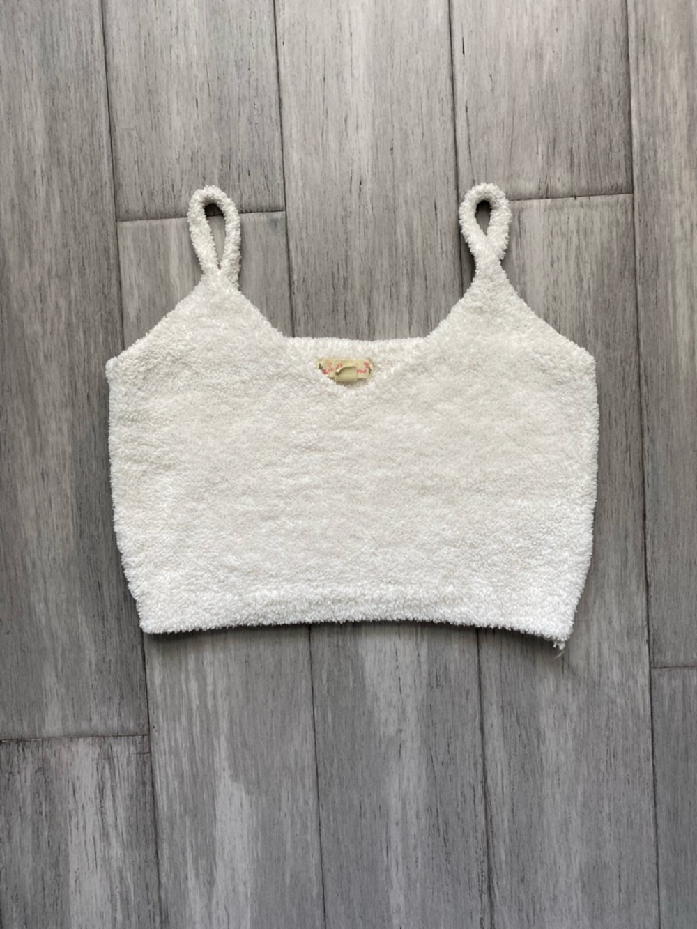 It’s Our Time Womens Cozy Fuzzy Cropped Tank Top White S